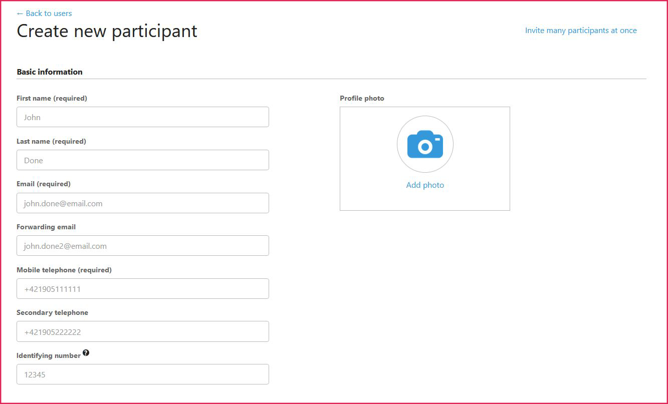 Create new participant profile from add manually button
