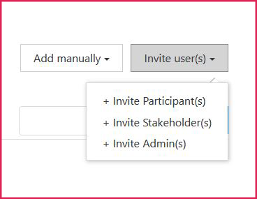 Invite Users Dropdown button