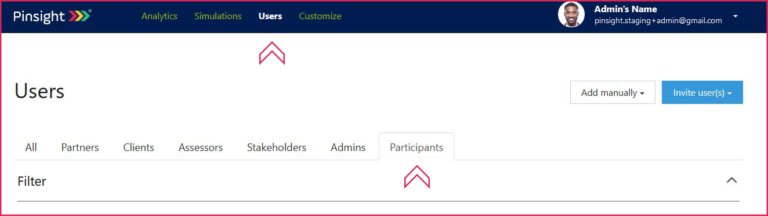 The Participant Tab in the Users Module