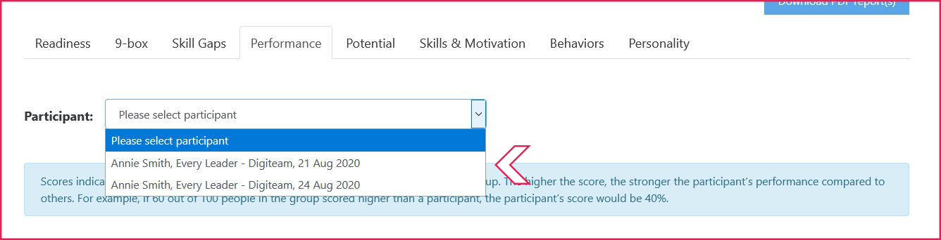 Toggle Reports in Drop-Down Menu