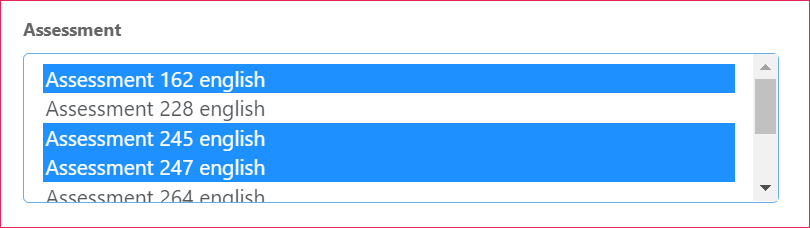 Ctrl + click keyboard shortcut to select assessments out of order in the filter